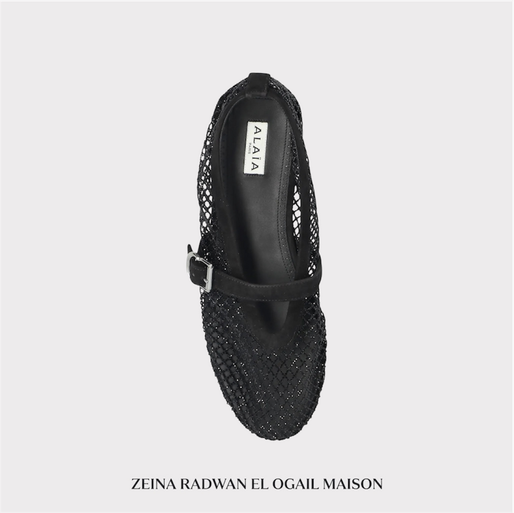 Alaïa Fishnet Embellished Ballet Flats