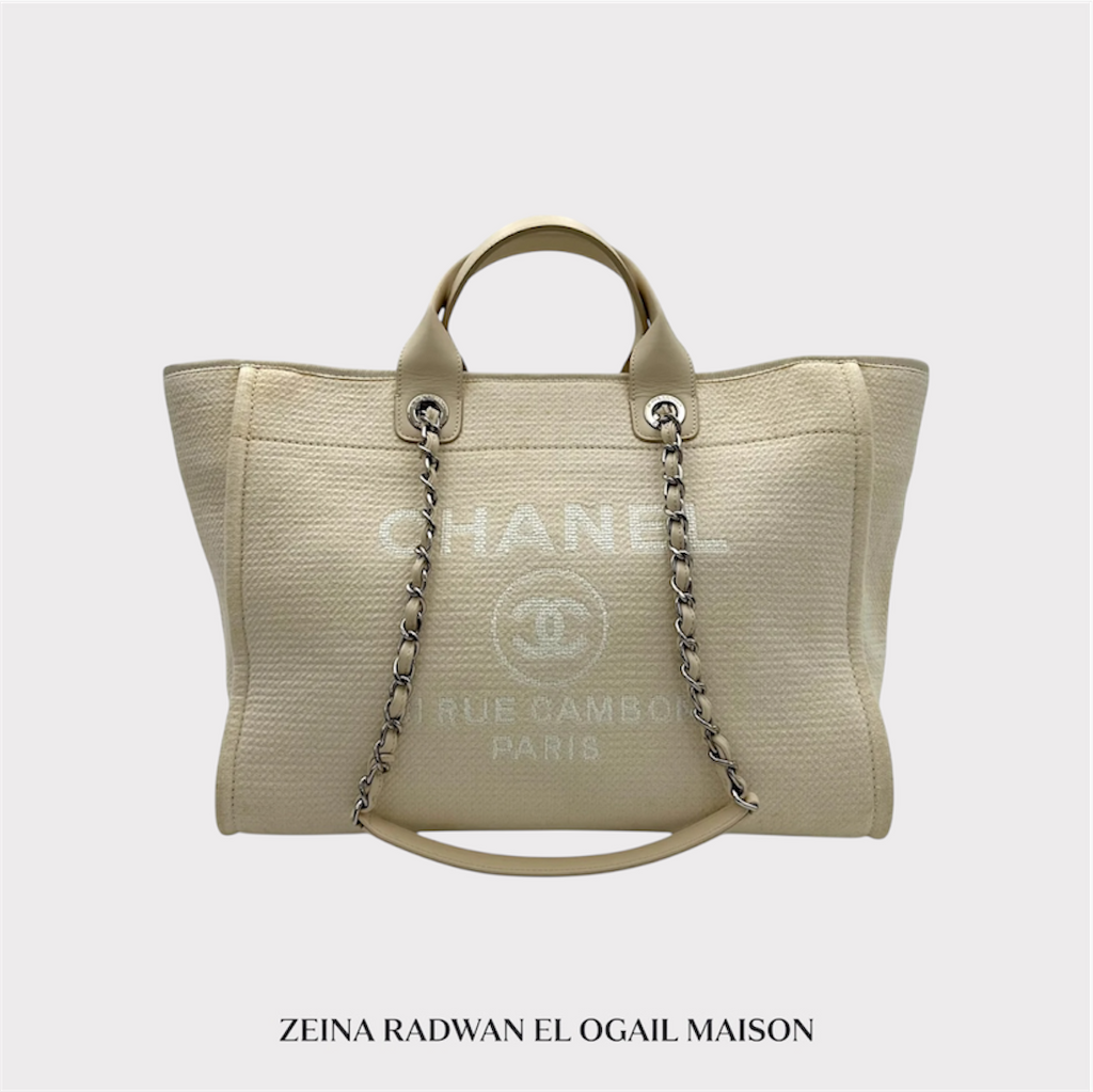 Chanel Deauville Tote Bag – White Fabric