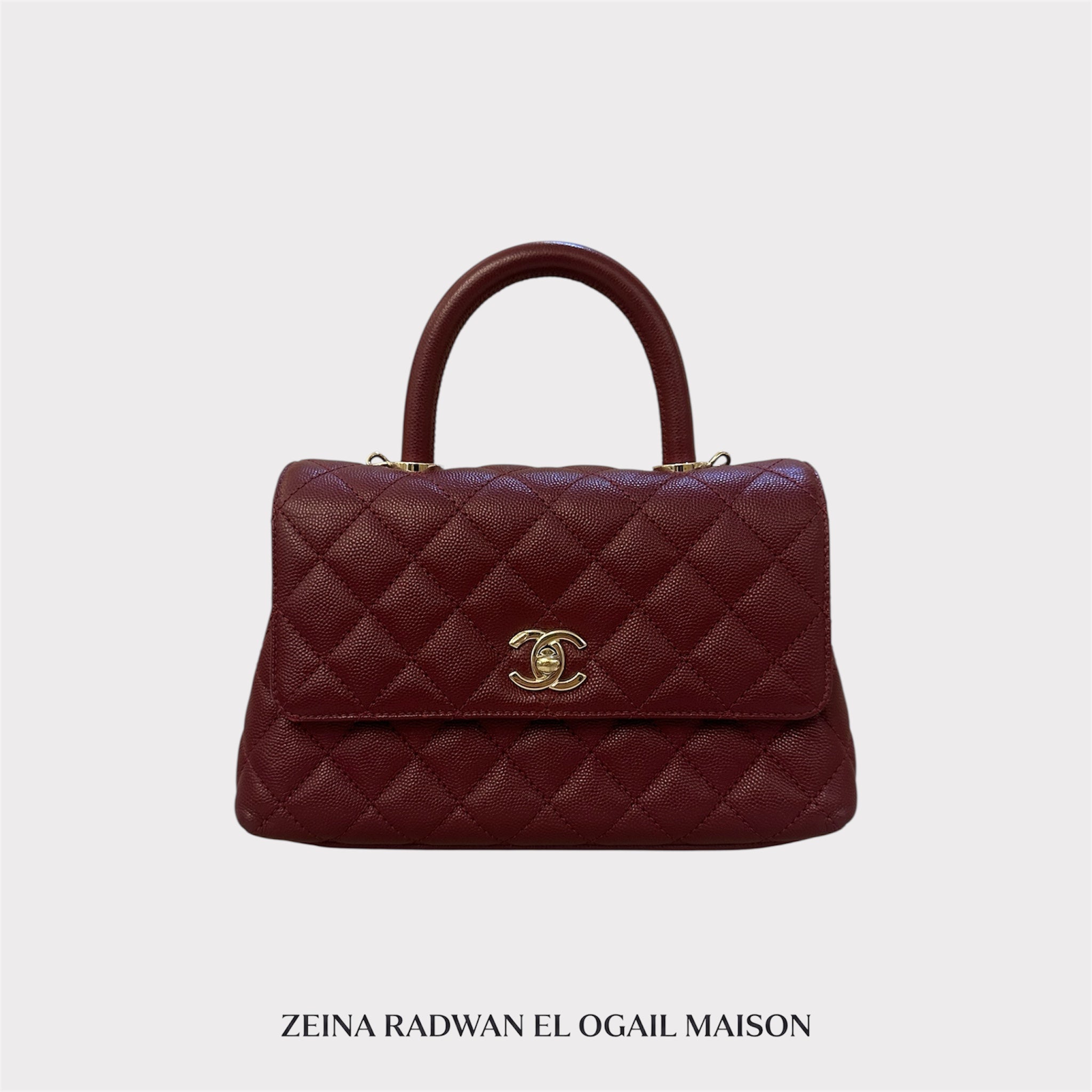 Chanel Caviar Quilted Mini Coco Handle Flap – Burgundy