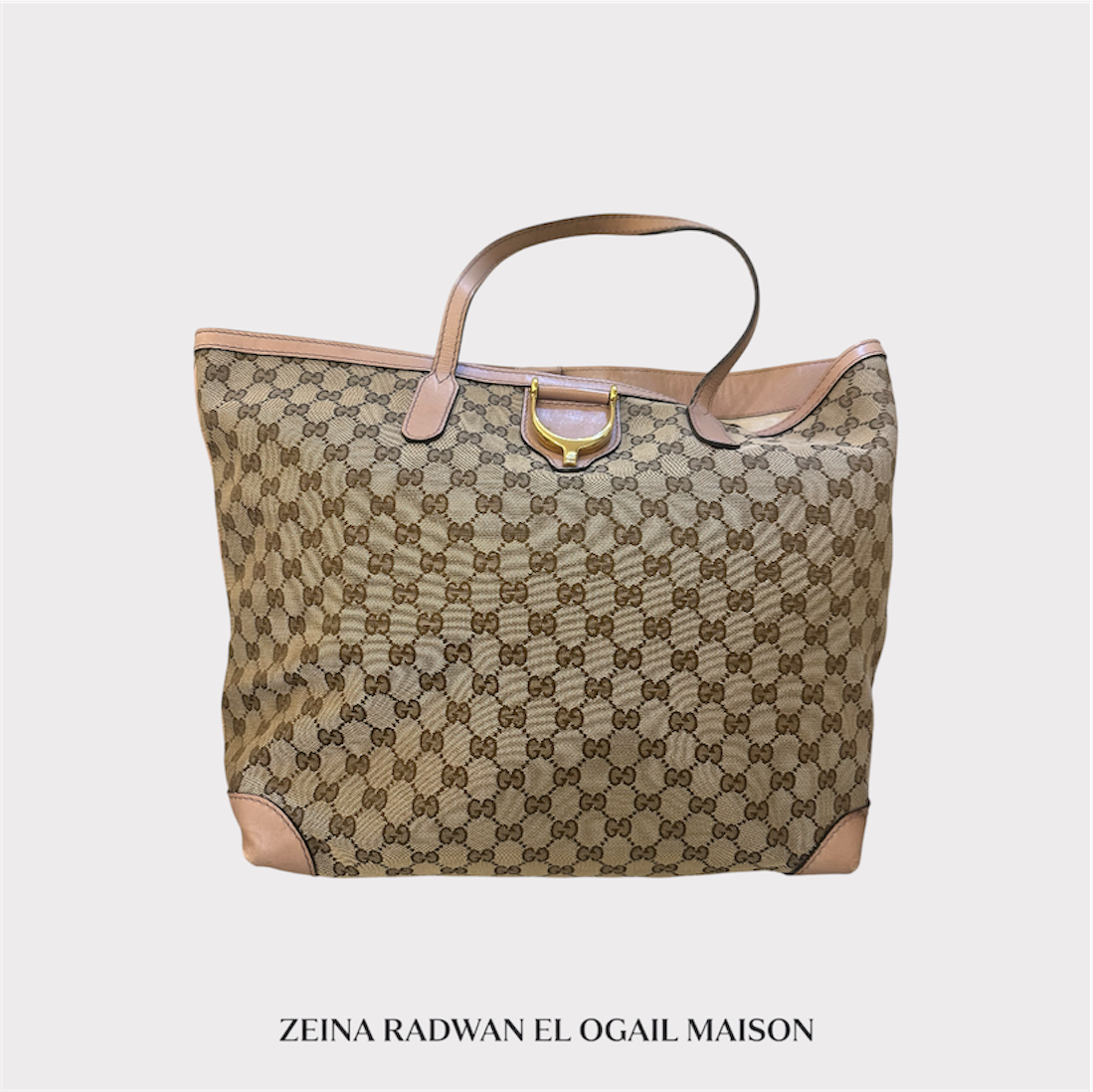 Gucci GG Canvas and Leather Tote – Beige