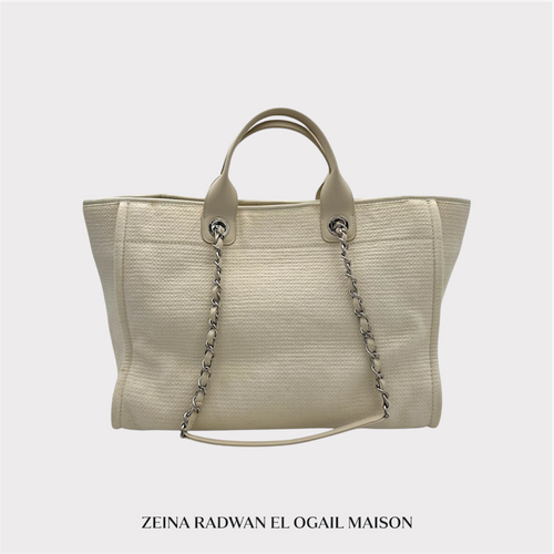 Chanel Deauville Tote Bag – White Fabric