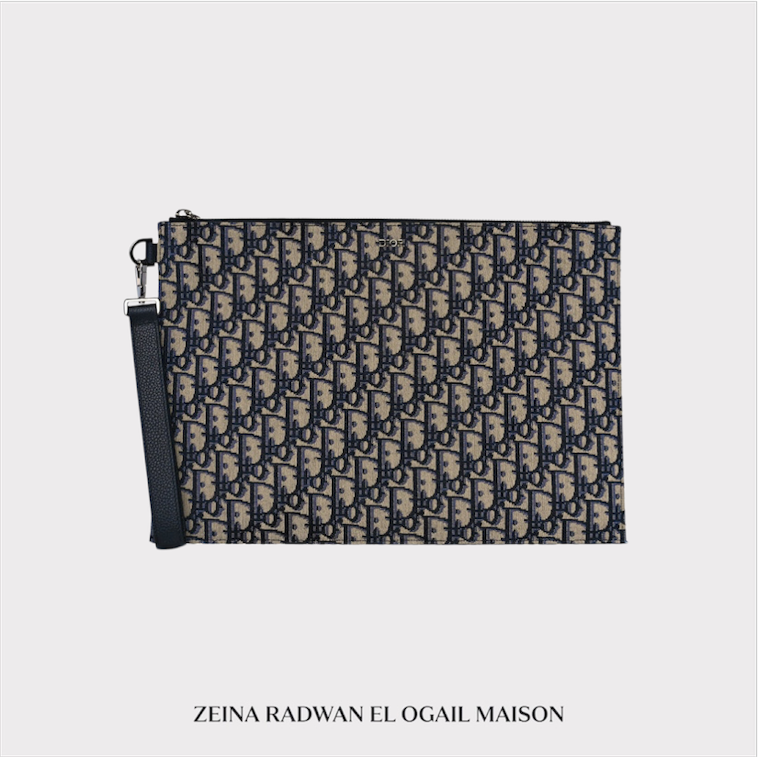 Dior A4 Pouch Beige and Black Oblique