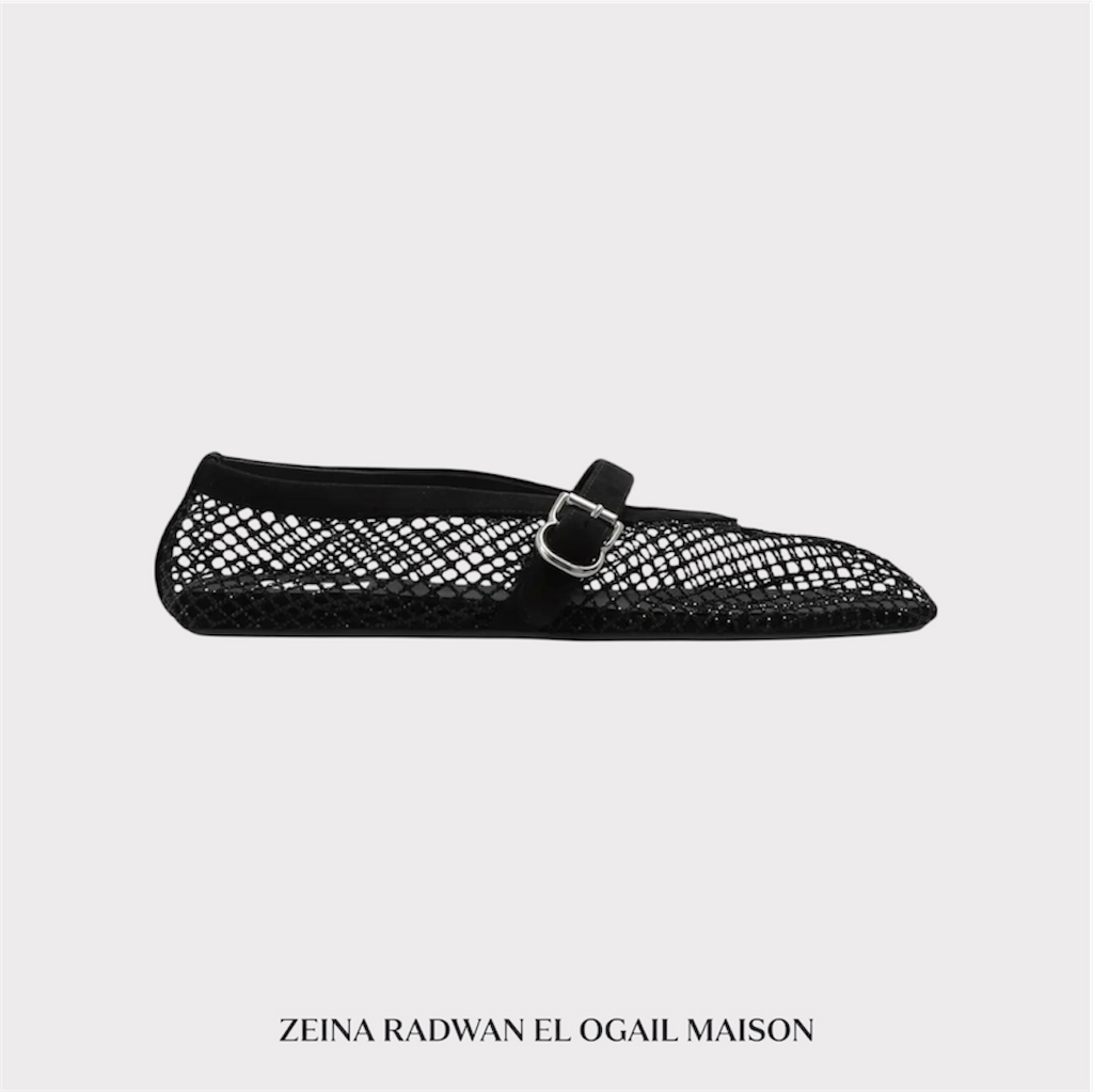Alaïa Fishnet Embellished Ballet Flats