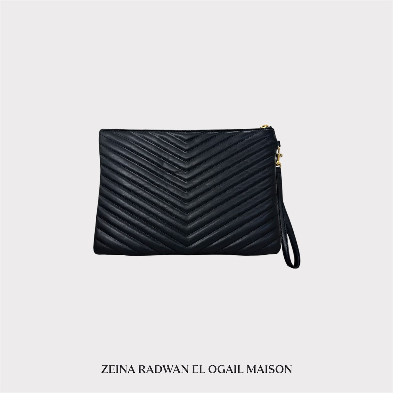 Saint Laurent Black Quilted Monogram Clutch Bag