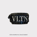 Valentino Black Leather VLTN Rockstud Belt Bag