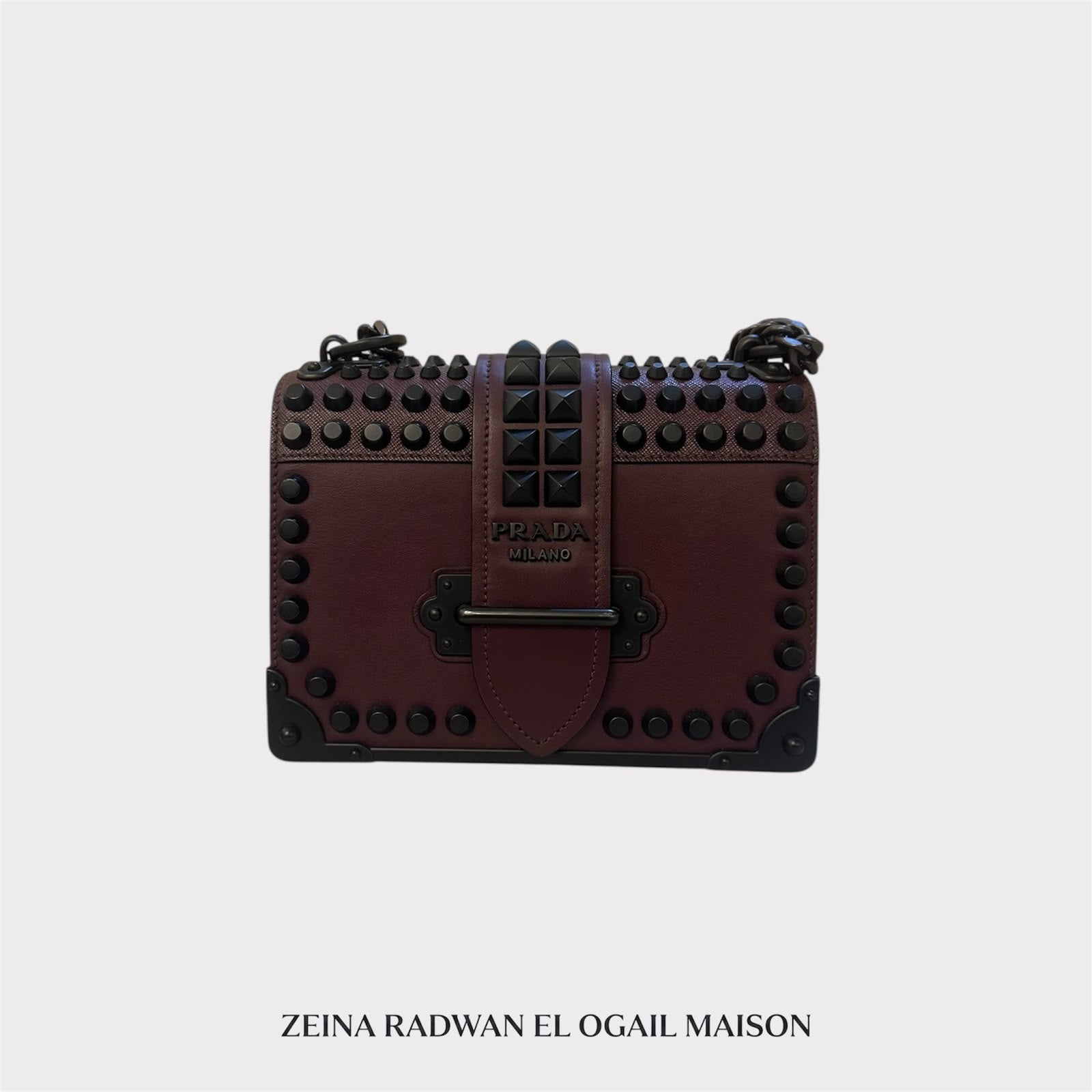 Prada Stud Calfskin Studded Crossbody Bag