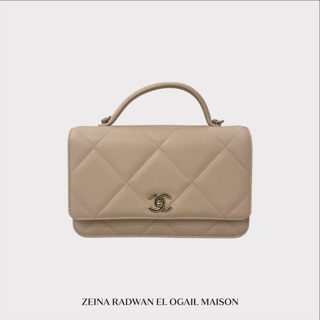 Chanel Lambskin Quilted Trendy CC Wallet on Chain – Light Beige