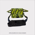 Off-White Python-Embossed Leather Small Binder Clip Flap Shoulder Bag – Green/Black